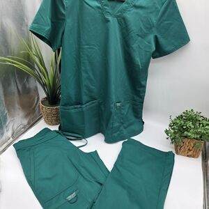 Hunter Green Women's Scrub Set Cherokee Workwear Ladies Top Pants XS Extra Small